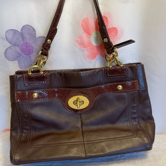 Coach Handbags - Brown Leather Coach Purse with Gold Hardware